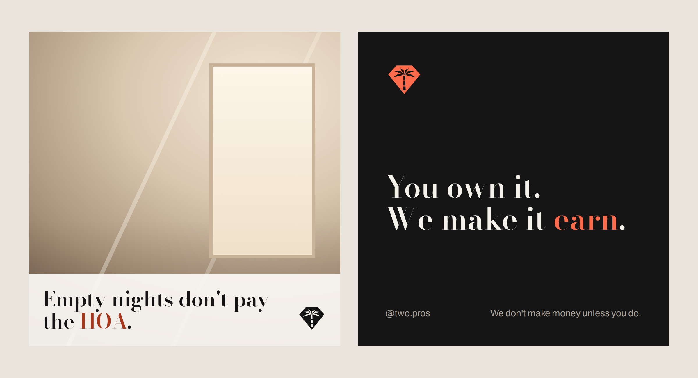 Two mockups of TwoPros Instagram posts in one consistent style.