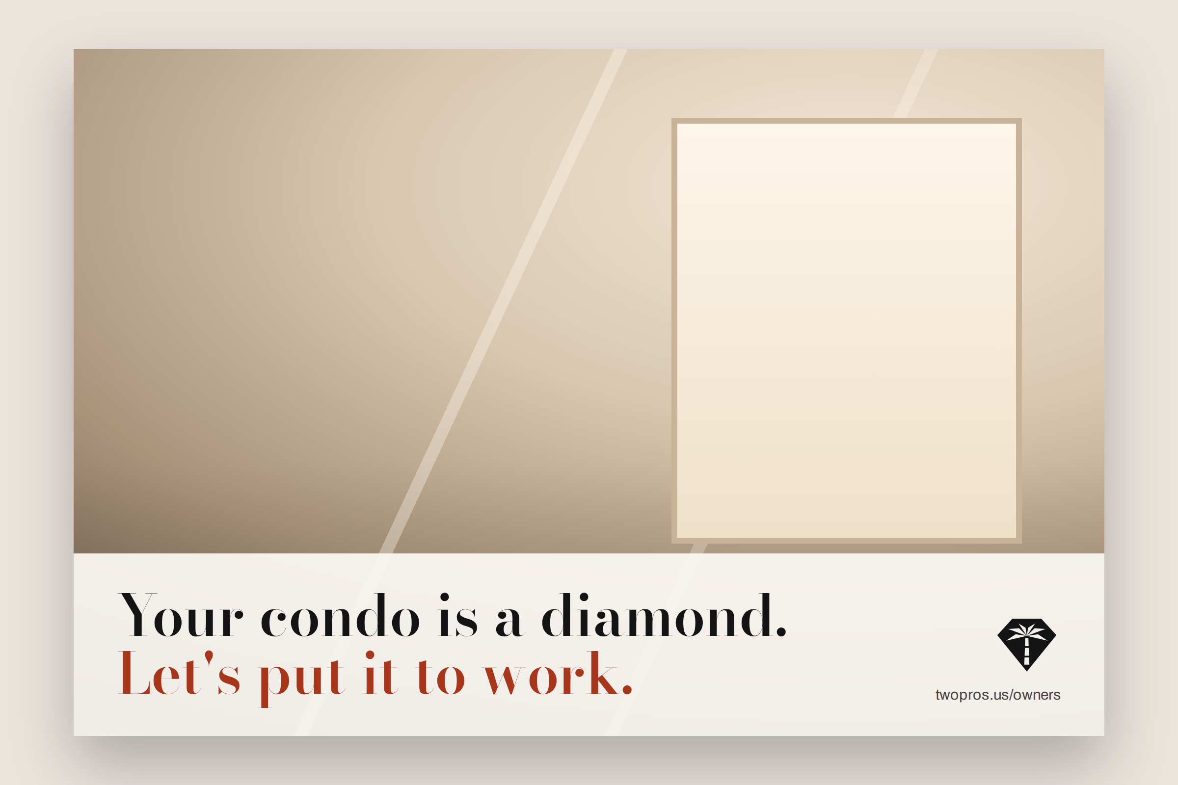 Mockup of a TwoPros postcard to condo owners.
